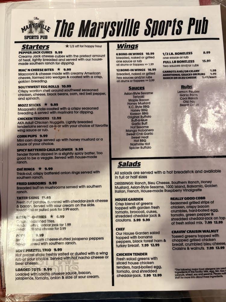 The Marysville Sports Pub Menu image 3